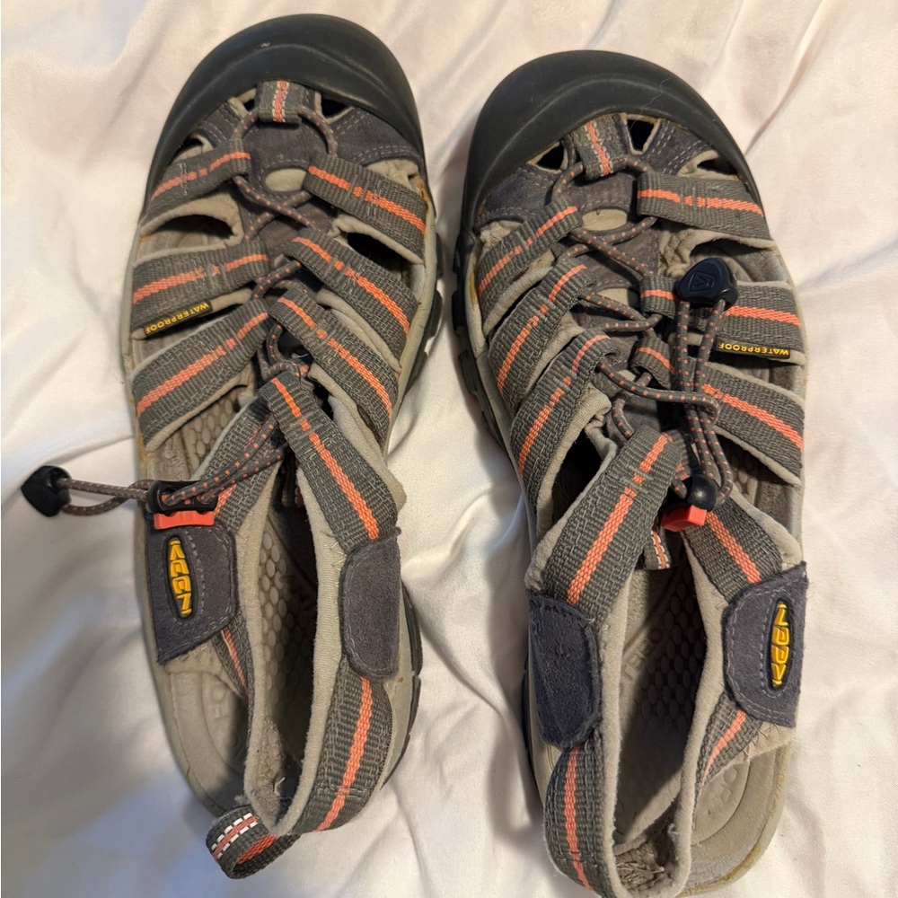 Keen Sandals with Gray and Orange Accents